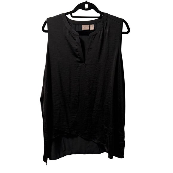 Chicos Womens Black Sleeveless V-Neck Tunic Size XL Polyester blouse top tunic - Picture 1 of 10